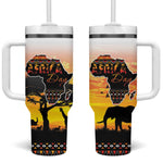 Africa Day Tumbler With Handle Safari With Map - African Pattern
