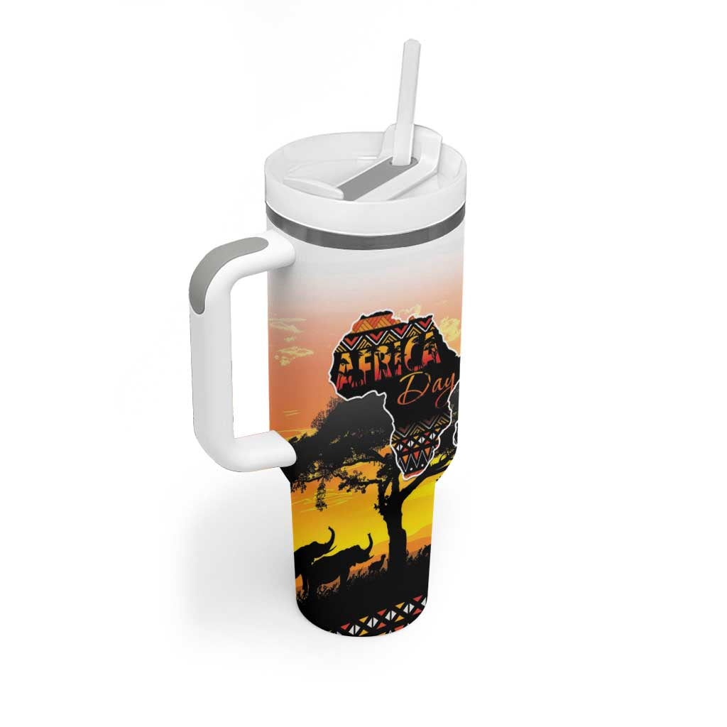 Africa Day Tumbler With Handle Safari With Map - African Pattern