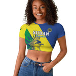 Personalized Sudan Raglan Cropped T shirt Coat Of Arms 1956-1970