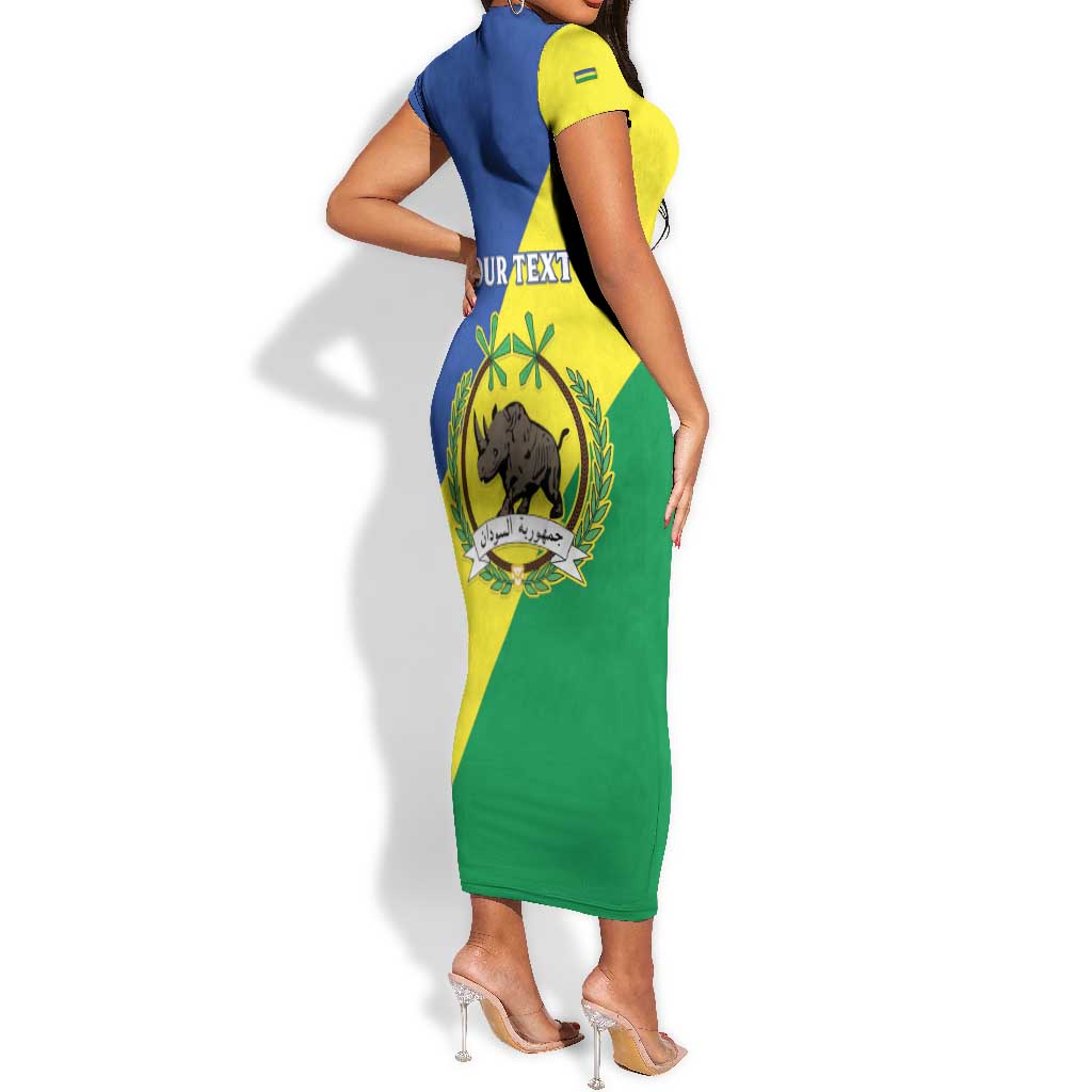 Personalized Sudan Short Sleeve Bodycon Dress Coat Of Arms 1956-1970 LT15