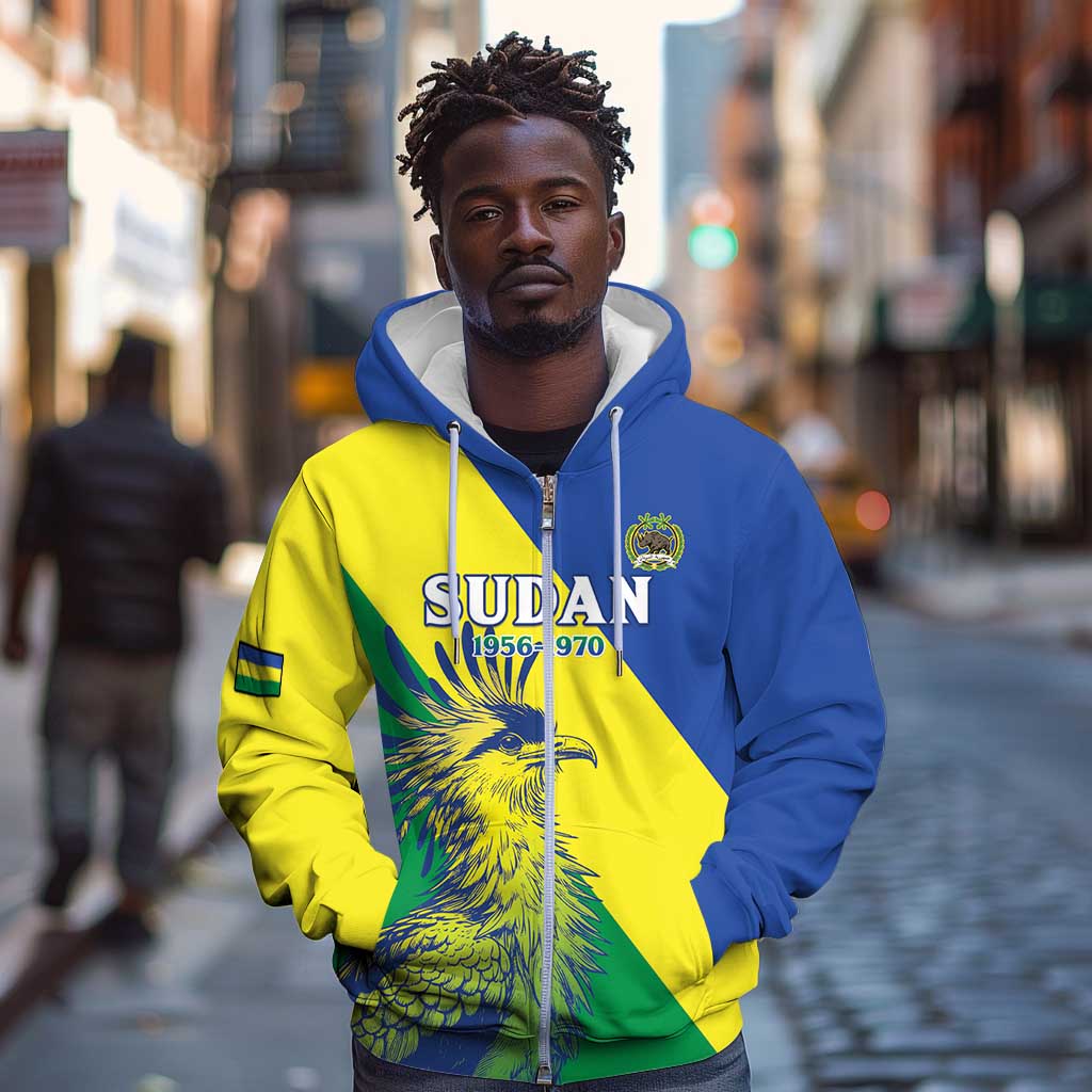 Personalized Sudan Zip Hoodie Coat Of Arms 1956-1970