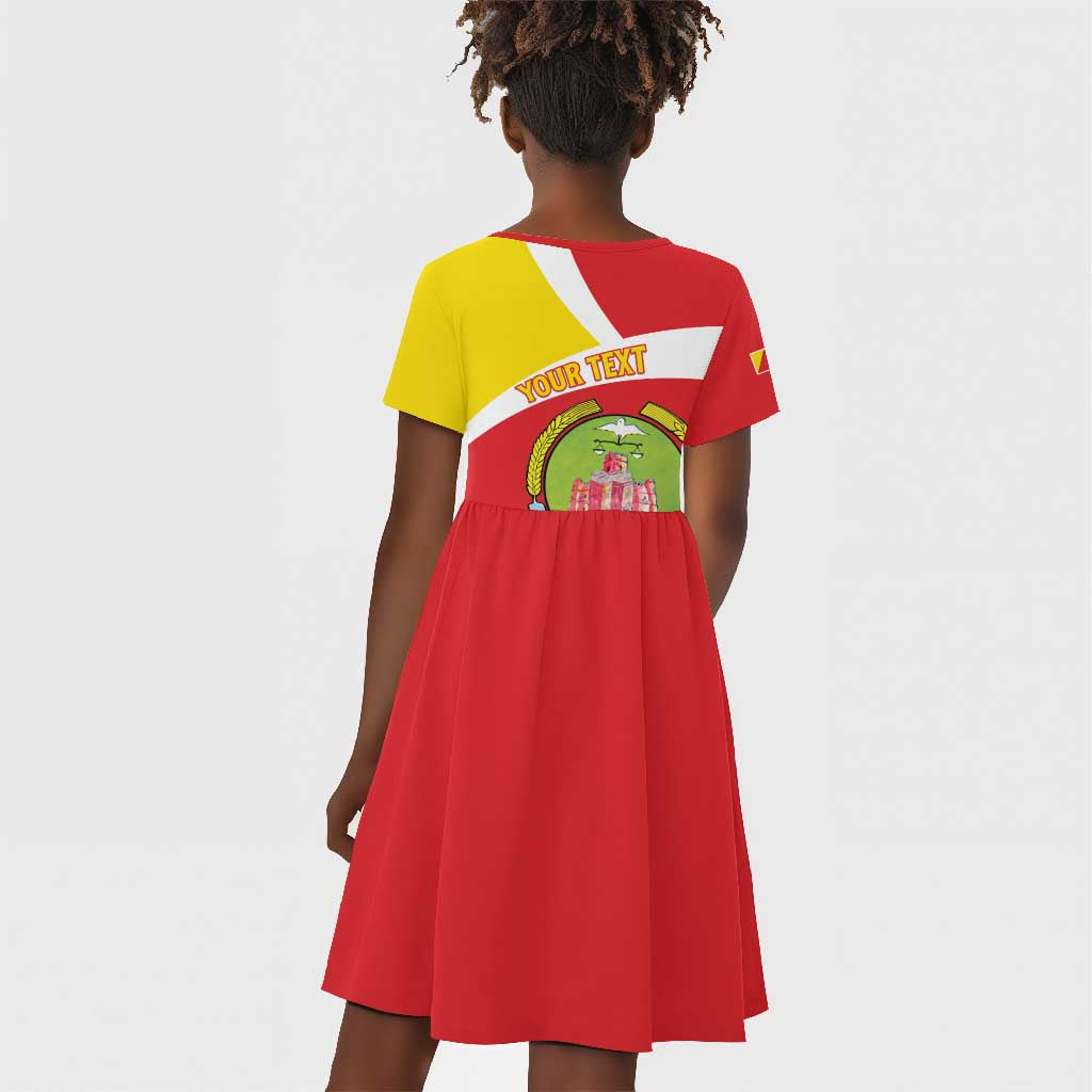 Personalized Amhara Region Kid Short Sleeve Dress Coat Of Arms With Amhara Map