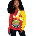 Personalized Amhara Region Off Shoulder Sweater Coat Of Arms With Amhara Map