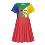 Comoros Coat Of Arms Flag Style Kid Short Sleeve Dress