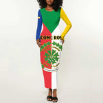 Comoros Coat Of Arms Flag Style Long Sleeve Bodycon Dress LT15
