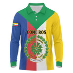 Comoros Coat Of Arms Flag Style Long Sleeve Polo Shirt