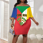 Comoros Coat Of Arms Flag Style Off Shoulder Short Dress