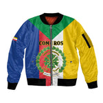 Comoros Coat Of Arms Flag Style Sleeve Zip Bomber Jacket