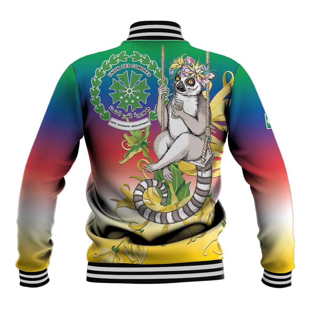 Comoros Baseball Jacket Mongoose Lemur With Ylang Ylang