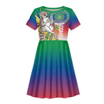 Comoros Kid Short Sleeve Dress Mongoose Lemur With Ylang Ylang