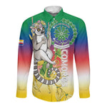Comoros Long Sleeve Button Shirt Mongoose Lemur With Ylang Ylang