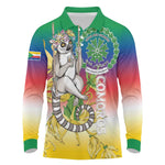 Comoros Long Sleeve Polo Shirt Mongoose Lemur With Ylang Ylang