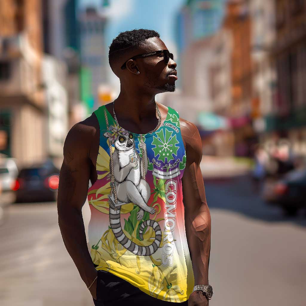 Comoros Men Tank Top Mongoose Lemur With Ylang Ylang