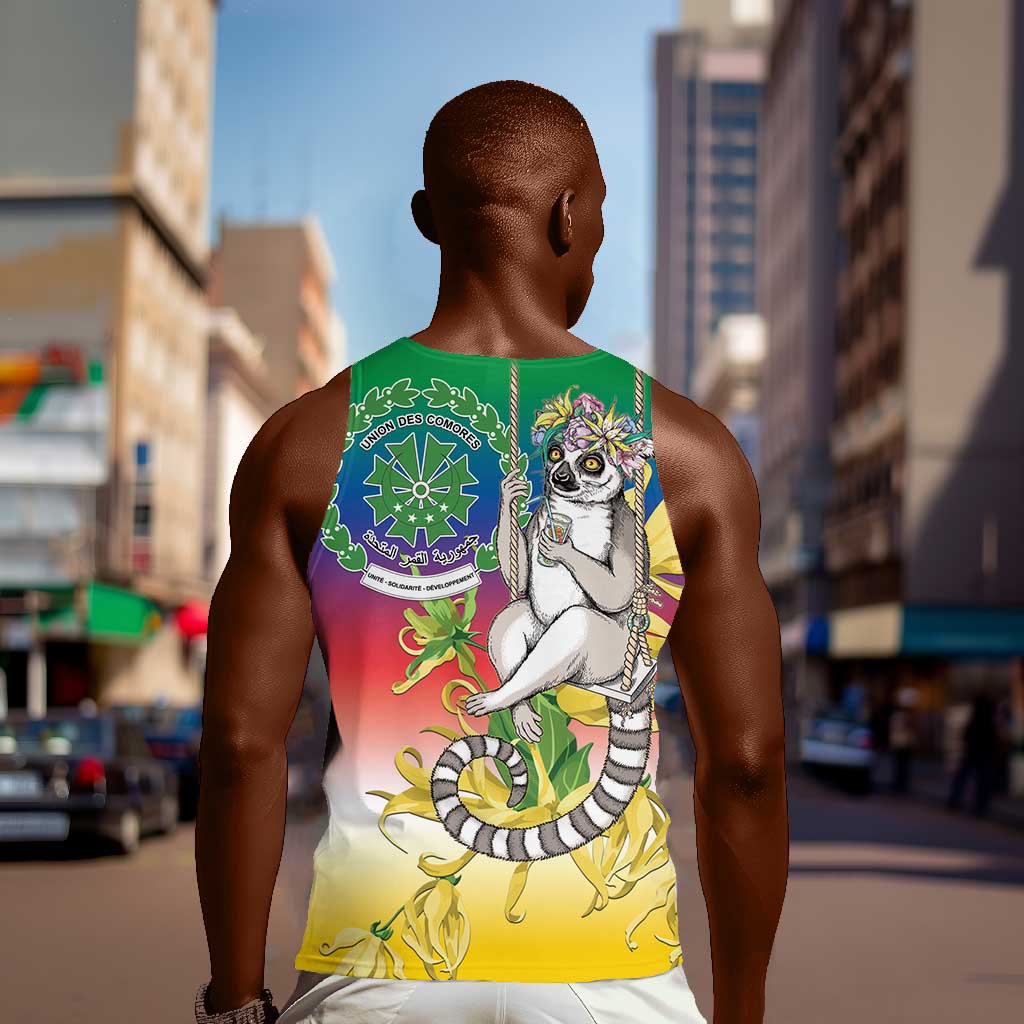 Comoros Men Tank Top Mongoose Lemur With Ylang Ylang