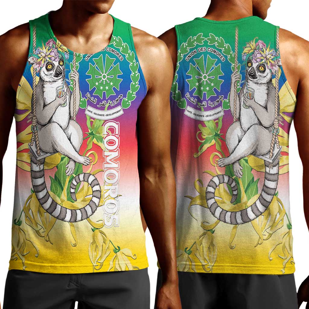 Comoros Men Tank Top Mongoose Lemur With Ylang Ylang