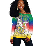 Comoros Off Shoulder Sweater Mongoose Lemur With Ylang Ylang