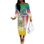 Comoros Off The Shoulder Long Sleeve Dress Mongoose Lemur With Ylang Ylang
