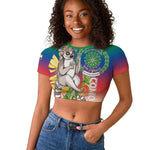 Comoros Raglan Cropped T shirt Mongoose Lemur With Ylang Ylang