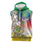Comoros Sleeveless Hoodie Mongoose Lemur With Ylang Ylang - African Pride