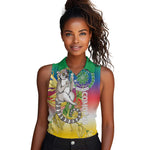 Comoros Women Sleeveless Polo Shirt Mongoose Lemur With Ylang Ylang