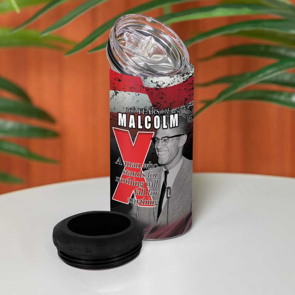 100 Years of Malcolm X 4 in 1 Can Cooler Tumbler His Legacy for Black