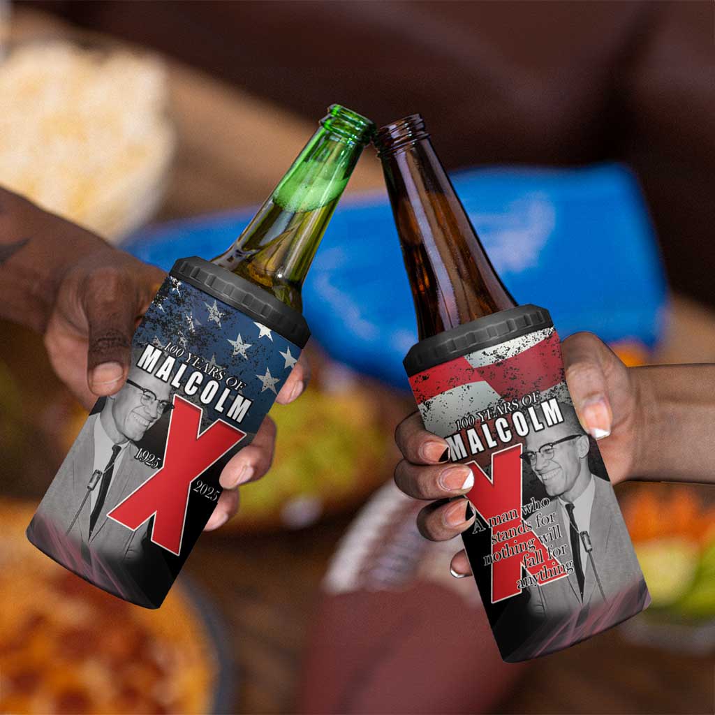 100 Years of Malcolm X 4 in 1 Can Cooler Tumbler His Legacy for Black
