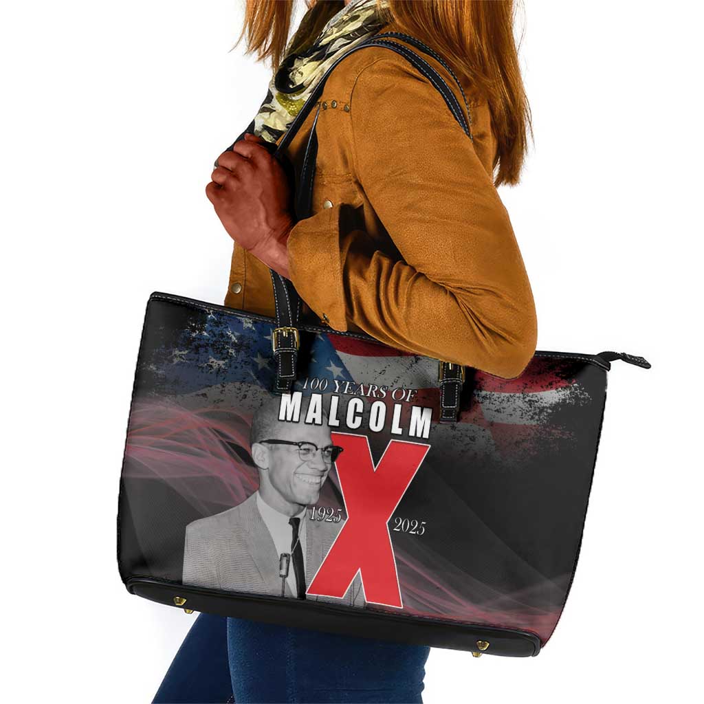100 Years of Malcolm X Leather Tote Bag His Legacy for Black