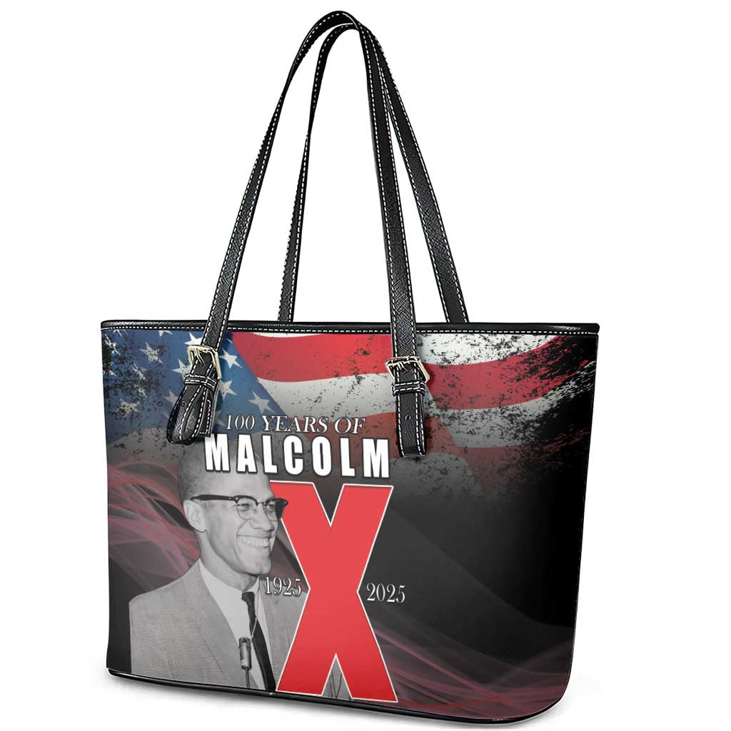 100 Years of Malcolm X Leather Tote Bag His Legacy for Black
