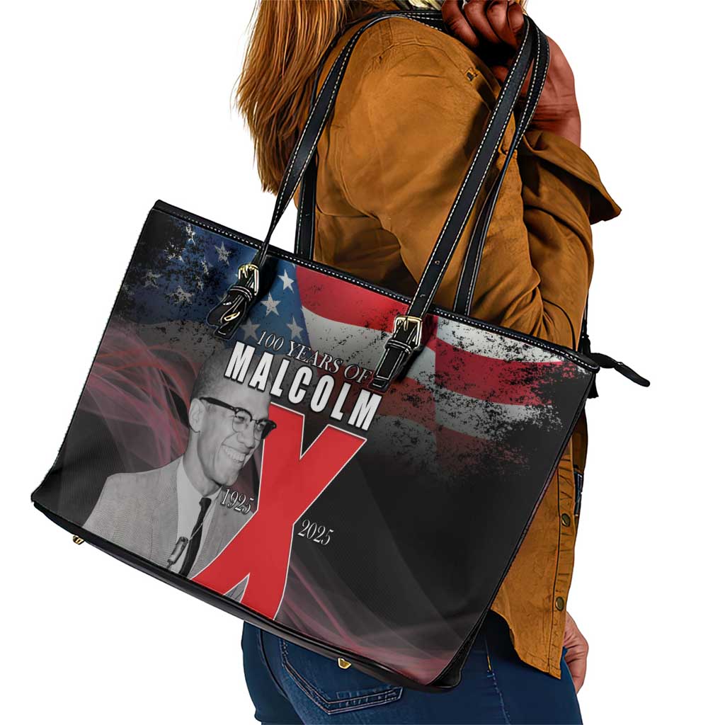 100 Years of Malcolm X Leather Tote Bag His Legacy for Black