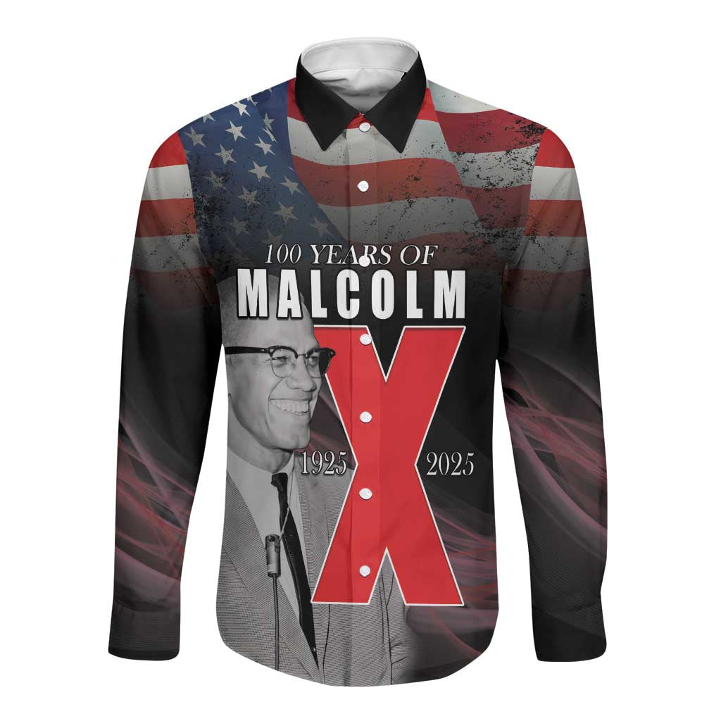 100 Years of Malcolm X Long Sleeve Button Shirt His Legacy for Black