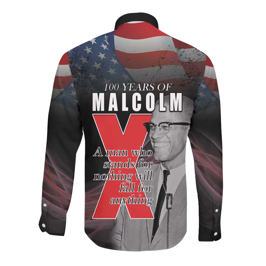 100 Years of Malcolm X Long Sleeve Button Shirt His Legacy for Black