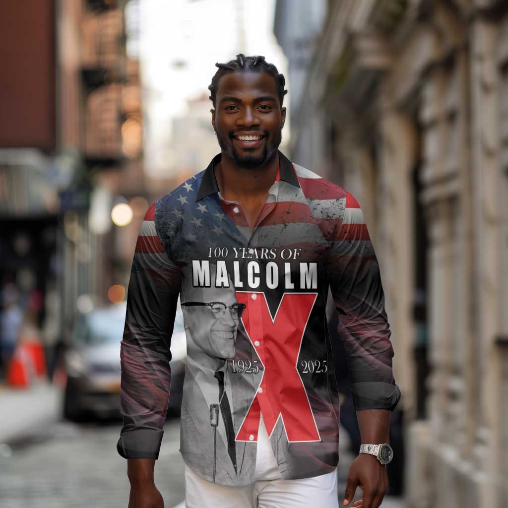 100 Years of Malcolm X Long Sleeve Button Shirt His Legacy for Black