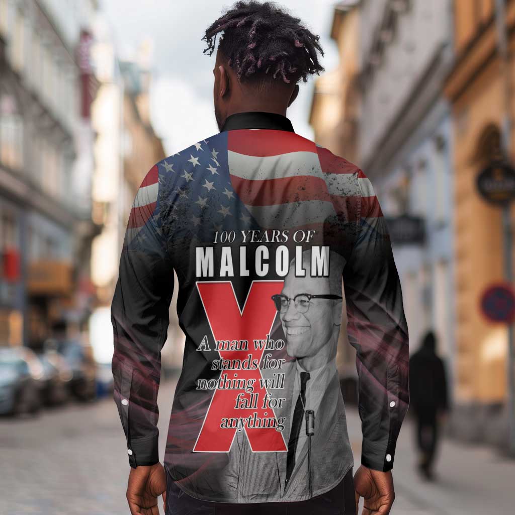 100 Years of Malcolm X Long Sleeve Button Shirt His Legacy for Black