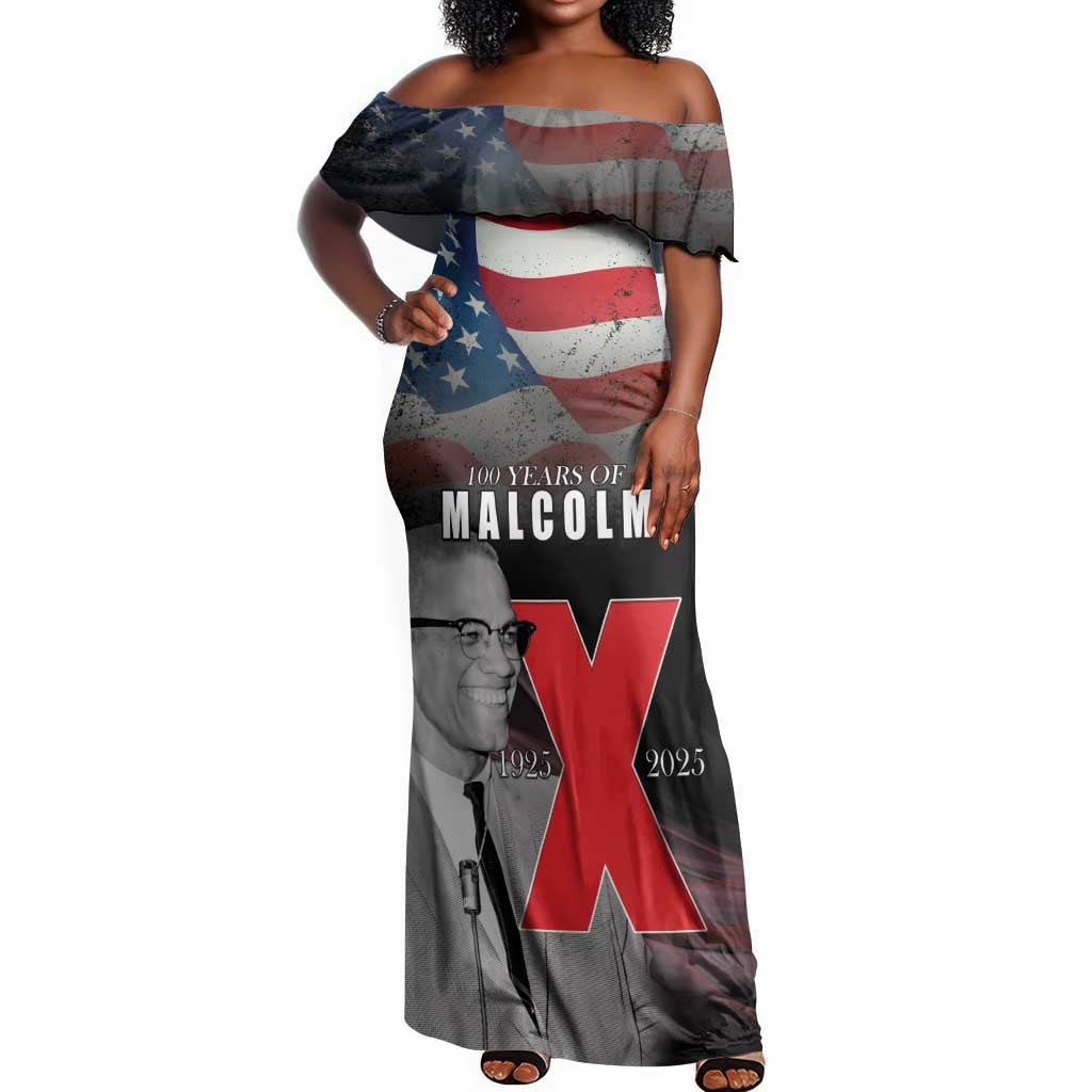 100 Years of Malcolm X Off Shoulder Maxi Dress His Legacy for Black