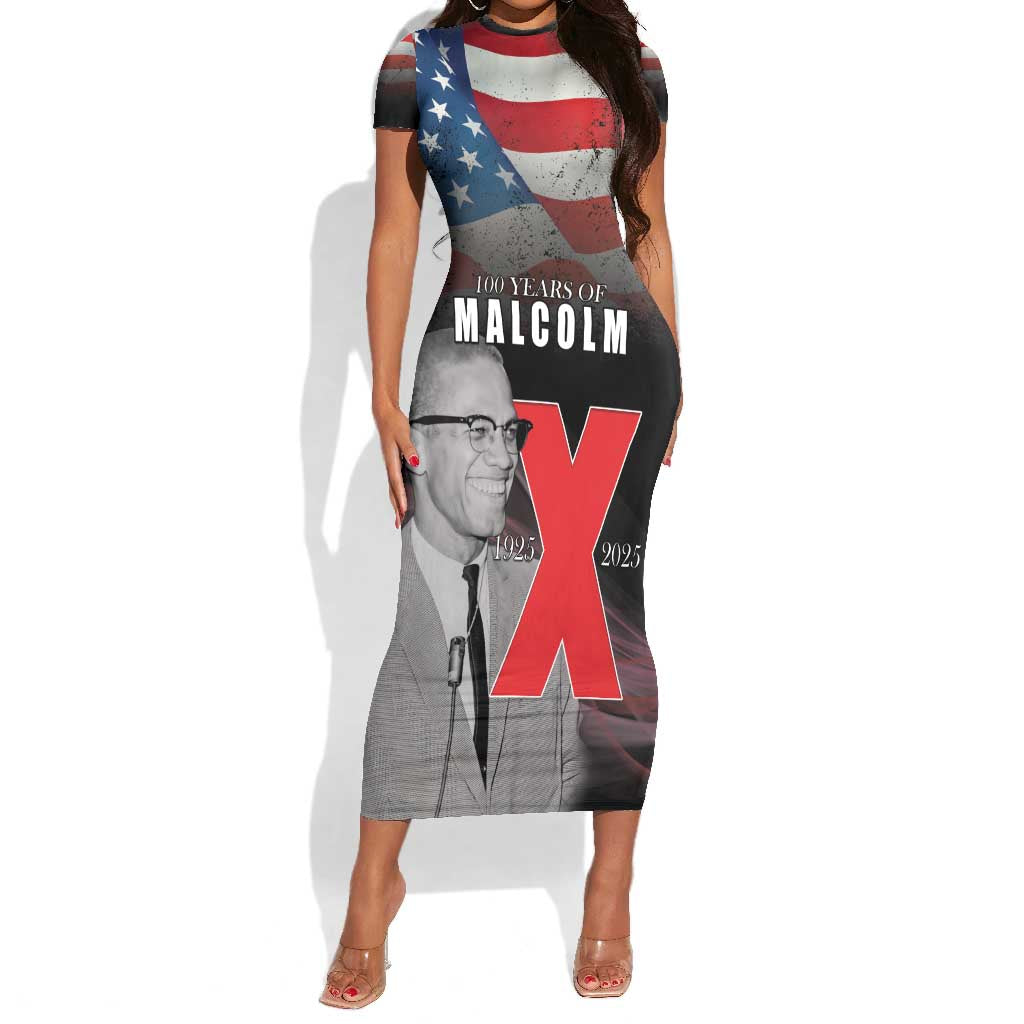 100 Years of Malcolm X Short Sleeve Bodycon Dress His Legacy for Black LT15