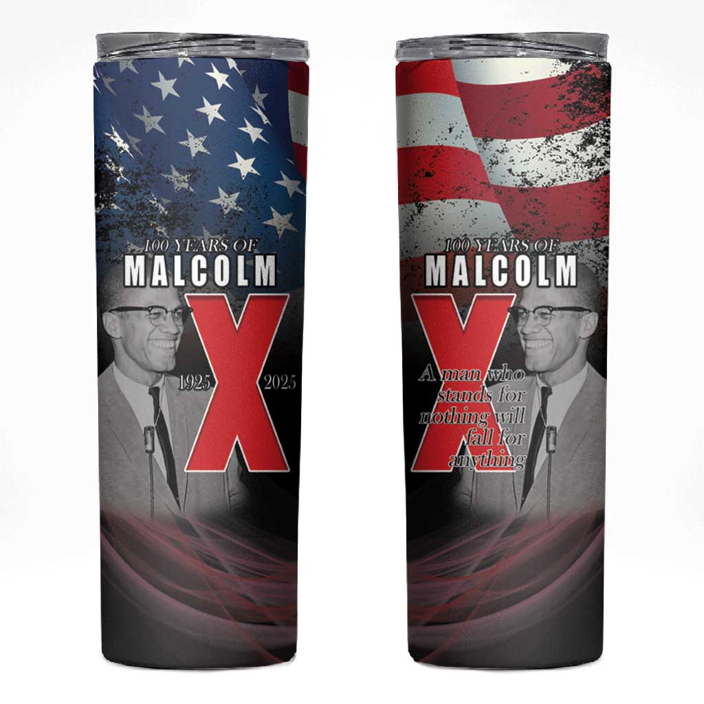 100 Years of Malcolm X Skinny Tumbler His Legacy for Black
