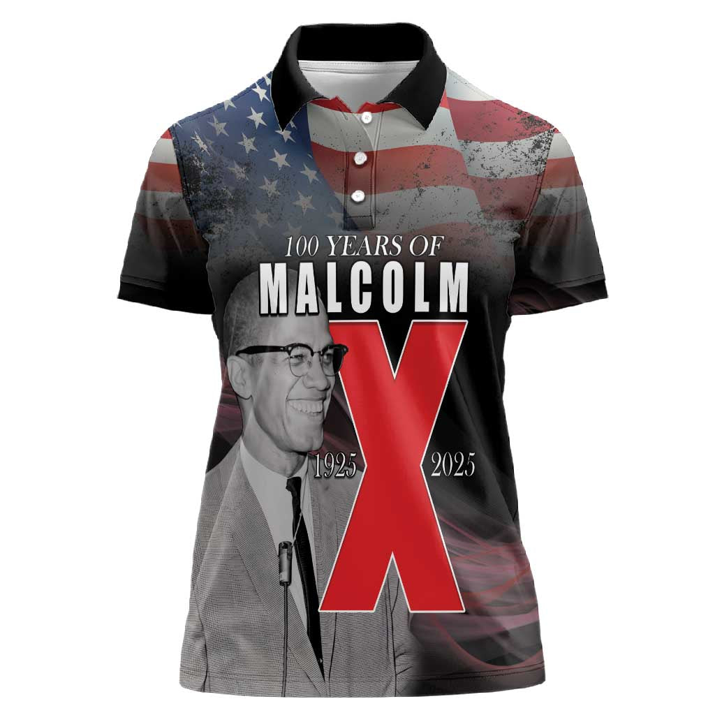 100 Years of Malcolm X Women Polo Shirt His Legacy for Black