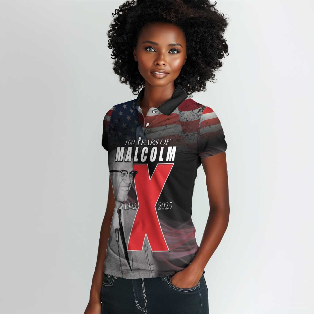 100 Years of Malcolm X Women Polo Shirt His Legacy for Black