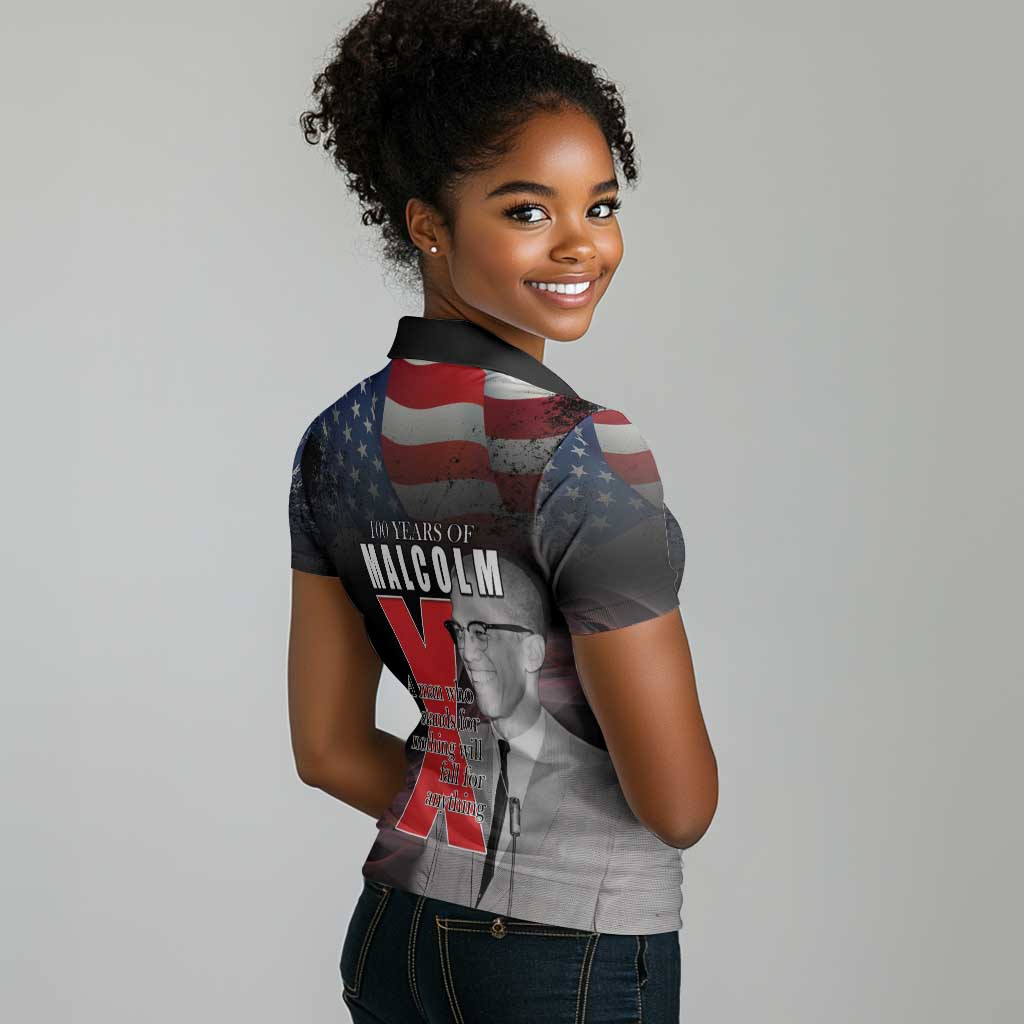 100 Years of Malcolm X Women Polo Shirt His Legacy for Black