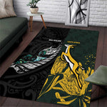 New Zealand vs South Africa Rugby Area Rug Maori - African Pattern
