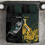 New Zealand vs South Africa Rugby Bedding Set Maori - African Pattern