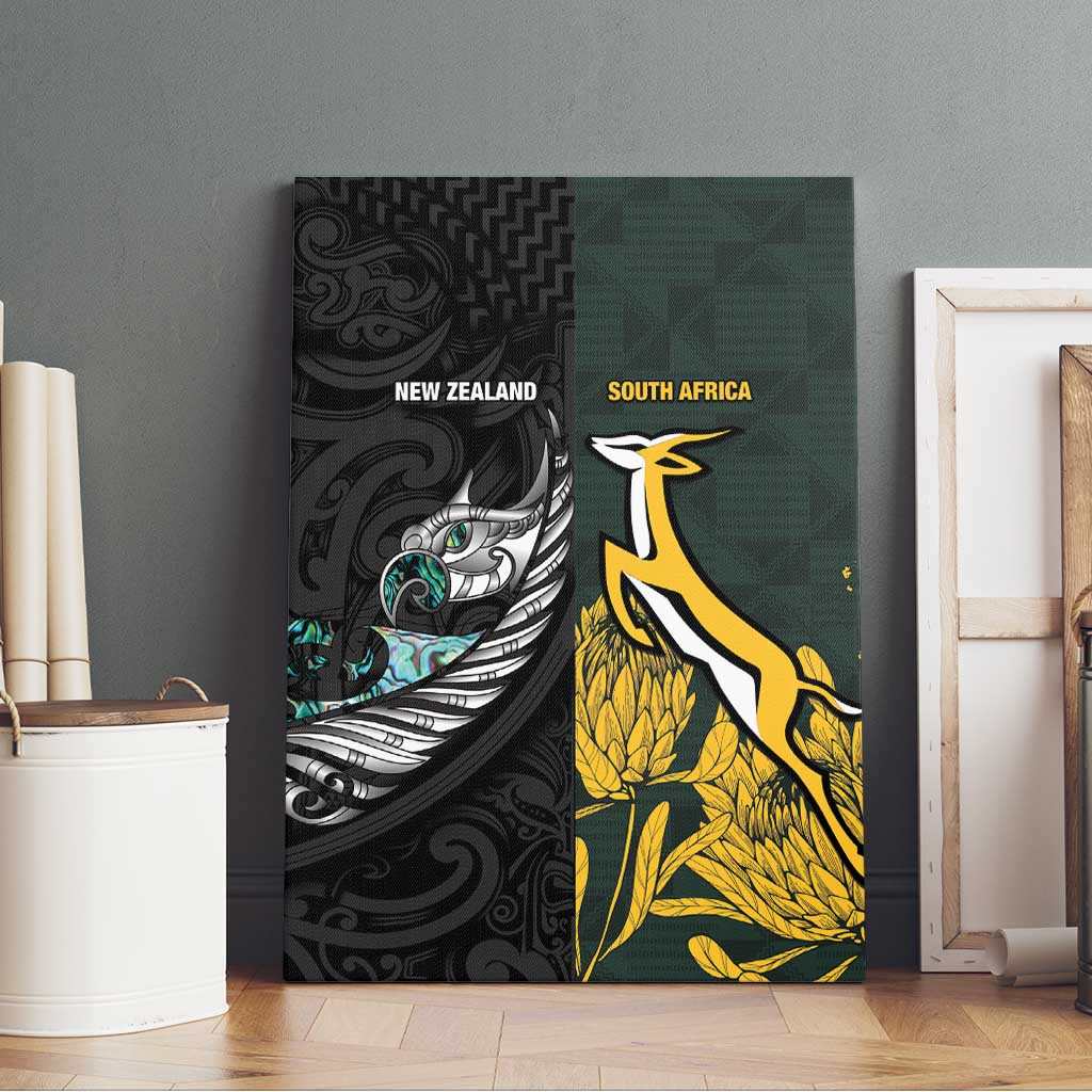 New Zealand vs South Africa Rugby Canvas Wall Art Maori - African Pattern