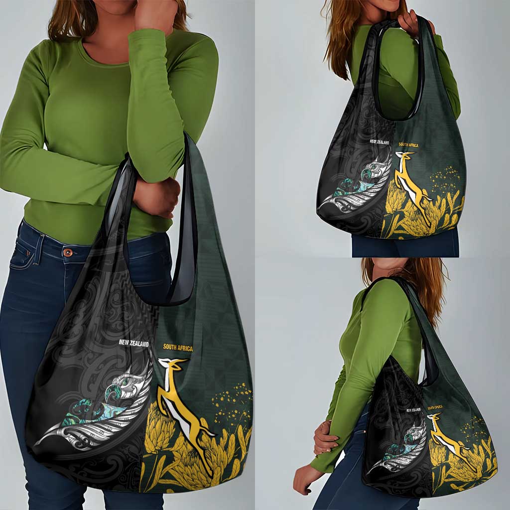New Zealand vs South Africa Rugby Grocery Bag Maori - African Pattern