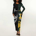 New Zealand vs South Africa Rugby Custom Long Sleeve Bodycon Dress Maori - African Pattern LT15