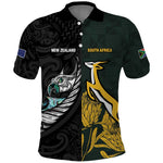 New Zealand vs South Africa Rugby Custom Polo Shirt Maori - African Pattern