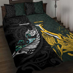 New Zealand vs South Africa Rugby Quilt Bed Set Maori - African Pattern