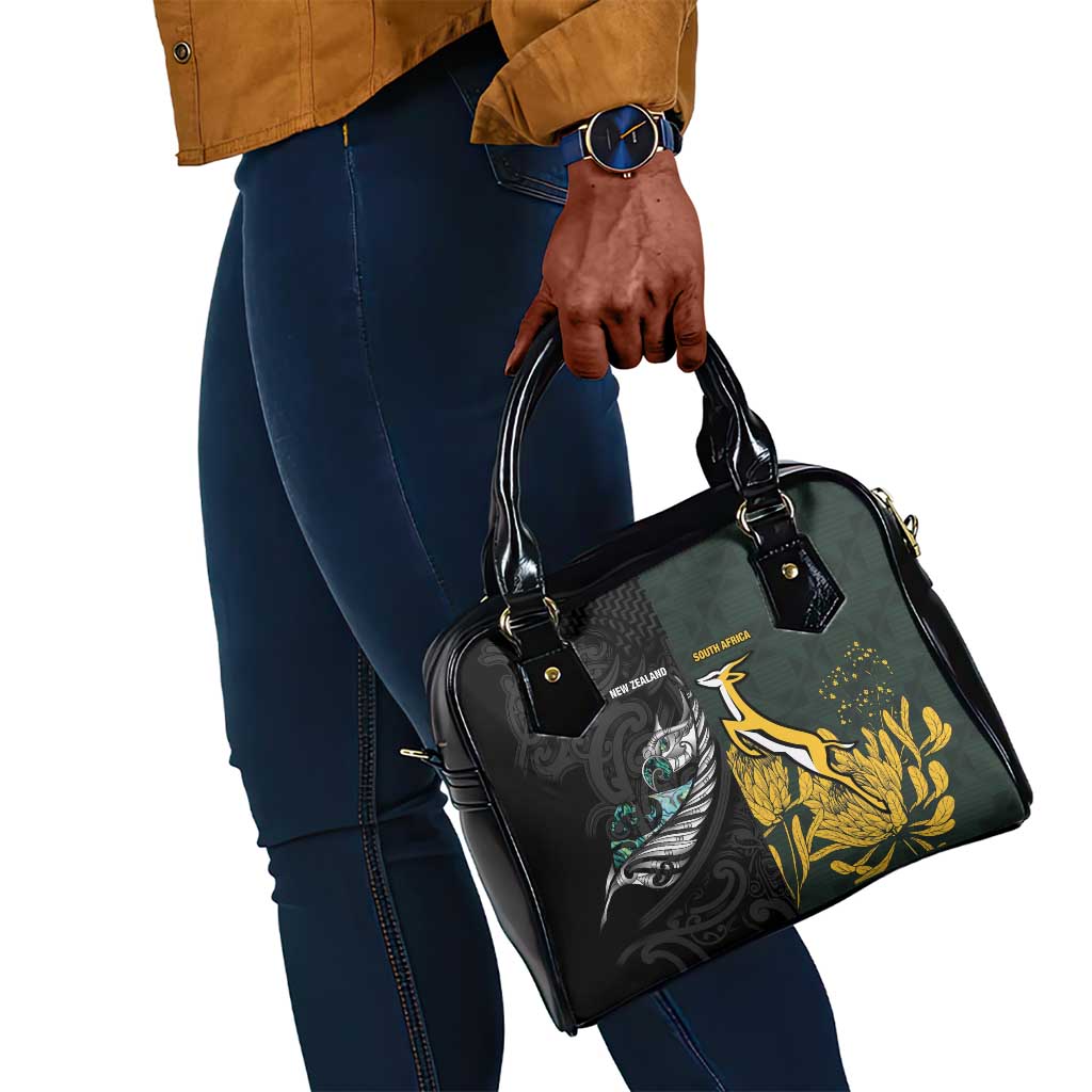New Zealand vs South Africa Rugby Shoulder Handbag Maori - African Pattern
