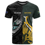 New Zealand vs South Africa Rugby Custom T shirt Maori - African Pattern