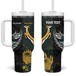 New Zealand vs South Africa Rugby Custom Tumbler With Handle Maori - African Pattern