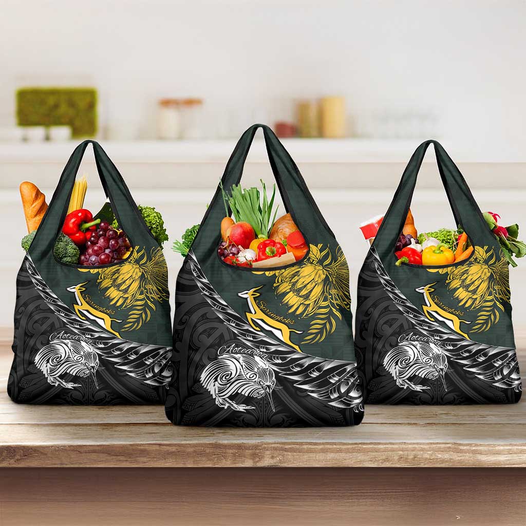 New Zealand vs South Africa Rugby Grocery Bag Maori Kiwi With Springboks